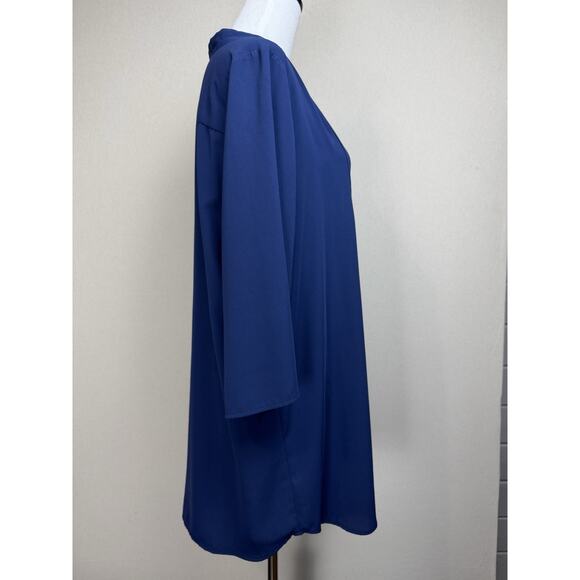 Susan Graver Navy Blue Women's Top Blouse Tunic Button Up Pinch Pleated SZ XL - Picture 4 of 16